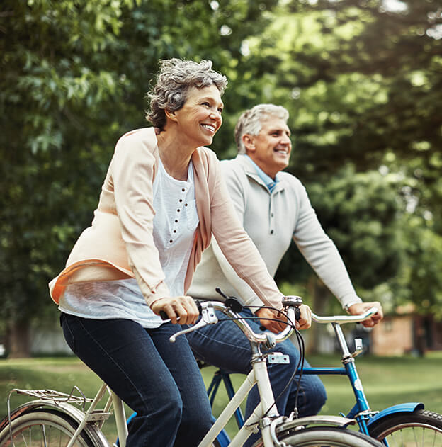 senior couple out for a bike ride