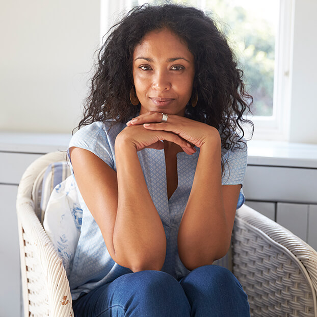 woman slightly smiling